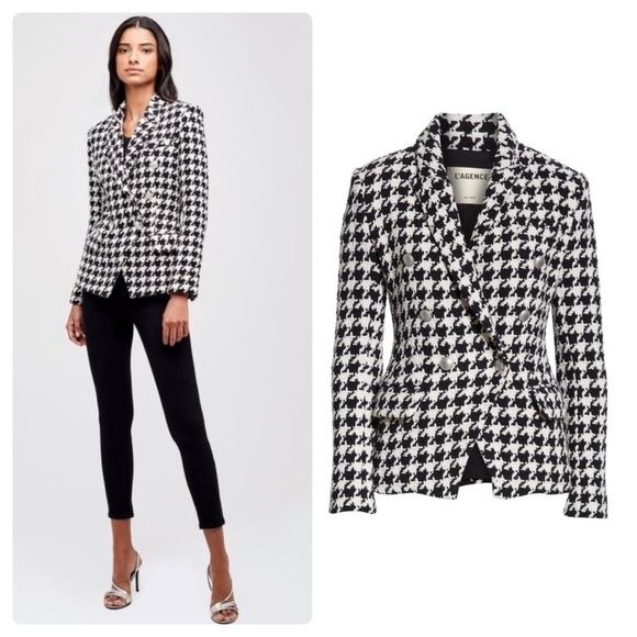 L’AGENCE Kenzie Houndstooth Blazer Jacket - Picture 1 of 8